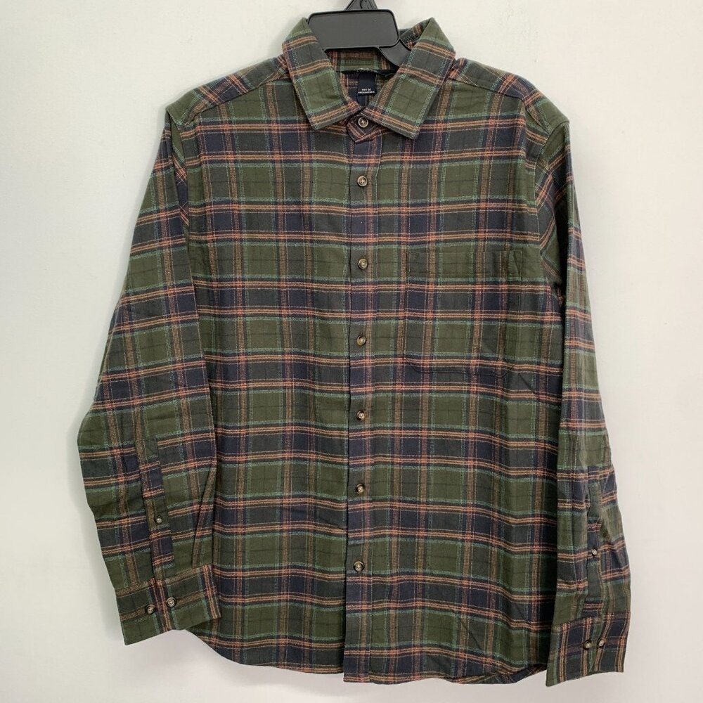 Eddie Bauer Men's Shirt M Long Sleeve Flannel Shirt Green Plaid Size M
